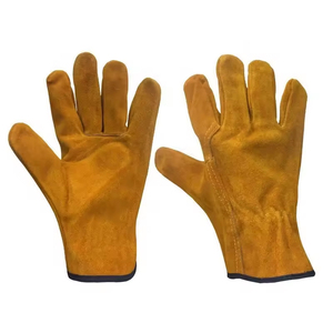 Cow Leather <b>Driver</b> <b>Gloves</b> Straight Thumb Heavy Duty Driving Work <b>Gloves</b> Full Finger Protection Construction Working <b>Gloves</b> - Product Image 1