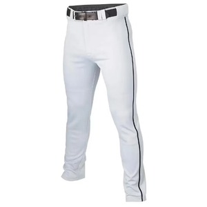 Unisex <b>White</b> Baseball Pants Tapered Fit Breathable 100% Polyester Full Length Sport Pant <b>Button</b> Fly Closure Custom Team Brand - Product Image 1