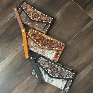 2025 venta al por mayor tendencia mano Tooled cuero mujeres carteras bolso de mano carteras largas para damas dinero monedero tarjetero carteras - Product Image 4