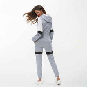 Conjuntos Deportivos de 2 Piezas para Mujer, Sudadera con Capucha Corta y Cremallera, Pantalones Deportivos, Estampado Personalizado de Alta Calidad, Bordado, Felpa Francesa de Algodón - Product Image 4