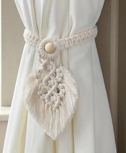 Macrame Curtain <b>Tiebacks</b>: Boho Cotton Window Decor - Product Image 3