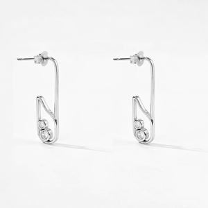 Pendientes Colgantes de Moda de Oro Sólido de 10K con Diseño de Imperdible y Diamantes Cultivados en Laboratorio, Pendientes Colgantes Tipo Clip, Regalo para Ella - Product Image 5