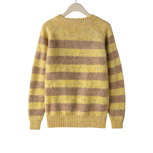 Pull en maille mohair duveteux pour femme, col rond, manches longues, rayé, coupe ample, chaud et doux, idéal pour l'hiver, style chic et confortable - Product Image 2