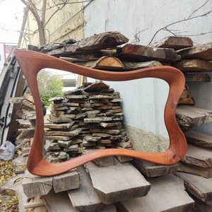 Miroir mural rond en bois fait main, respectueux de l'environnement, avec cadre, taille personnalisable, décoration moderne pour la maison - Product Image 5