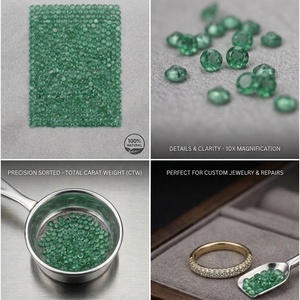 มรกตคุณภาพพรีเมียม ทรงเพชรเจียระไนทรงกลม สำหรับทำเครื่องประดับ Rida Creations ขนาด 2 มม.- 4 มม. - Product Image 3