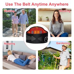 Massaggiatore lombare senza fili con 3 livelli di calore e 3 modalità di massaggio, cuscino riscaldante per alleviare dolori alla vita e alle crampi addominali. - Product Image 6