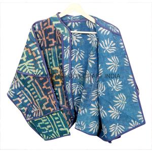 เสื้อแจ็คเก็ตปักลายดอกไม้หลากสีสไตล์ฤดูหนาว ทำมือ ตกแต่งด้วยผ้าปะติดปะต่อ ผ้าฝ้ายคันธา เย็บแบบควิลท์ - Product Image 2