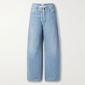 Jeans de Mezclilla para Mujer, de Alta Calidad, para Todas las Temporadas, Ligeros, Lavado Oscuro, con Botones, Logotipo Personalizado, Cintura Holgada, Corte Recto, Comodidad Media - Product Image 6