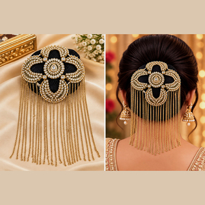 Élégant couvre-chignon en pierres Kundan pour femme - Accessoire décoratif tendance pour mariages et anniversaires - Jewelemarket - Product Image 1