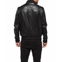 Nouvelle veste d'hiver pour homme en cuir de mouton noir tanné de haute qualité, entièrement personnalisée, 100% cuir de mouton véritable, imperméable et coupe-vent
