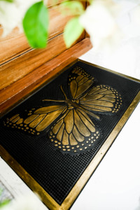 Luxury Antique <b>Gold</b> Butterfly Rubber Pin Door Mat Heavy Duty Outdoor Anti-Slip Entrance Welcome Mat - Product Image 2