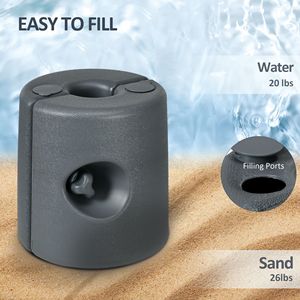 Set di 4 Pesi per Tenda in HDPE, Ancoraggi per Gazebo da 47 kg, Stabilità per Uso Esterno, Riempibili con Acqua o Sabbia, Accessori per Tende - Product Image 5