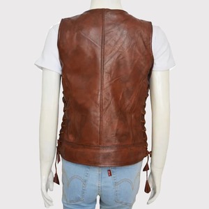 Chaleco de Cuero Genuino Marrón Auténtico para Mujer, Chaleco Informal a la Moda - Product Image 2