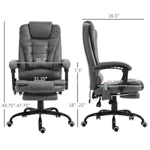 Sedia da Ufficio Direzionale Contemporanea con Schienale Reclinabile, Massaggio a Vibrazione, Grigia, Altezza Regolabile (Alluminio Acciaio Inossidabile) - Product Image 3