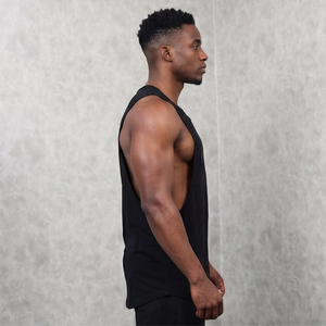 Solid Color Custom Smart Casual Ribbed Gym Tank <b>Top</b> Men Logo Sleeveless Workout Fitness Vest Cotton / Bamboo Fiber Knitted - Product Image 2