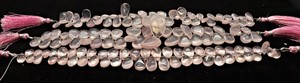 AAA Natural Rose Quartz Smooth Pear Shape Briolette 7x11-8x12 MM Quartz <b>Gemstone</b> Beads 8 Inch Strand Smooth Rose Quartz Beads - Product Image 2