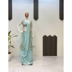 Sari y Koti Elegantes para Bodas, Bordados, Estilo Fiesta - Product Image 4