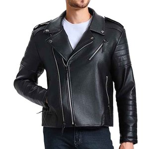 Men Genuine <b>Leather</b> Denim <b>Jacket</b> Biker Style <b>Winter</b> Fashion Sheep Fur Trim Breathable Custom Logo Wholesale OEM Supplier - Product Image 6