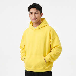 Sudadera con Capucha Corta para Hombre, Color Amarillo Sólido, Manga Raglán, Informal, Sin Forro - Product Image 4