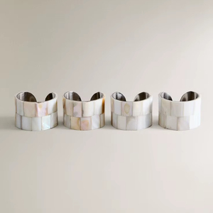 แหวนรองผ้าเช็ดปากทองเหลืองลายมุก ดีไซน์ยอดนิยม แหวนรองผ้าเช็ดปากโลหะฝังมุก แหวนรองผ้าเช็ดปากสแตนเลส ราคาดีที่สุด - Product Image 1