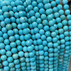 Perles facettées bleu turquoise, pierres précieuses rondes naturelles, perles en vrac pour la création de bijoux et les travaux manuels DIY - Product Image 3