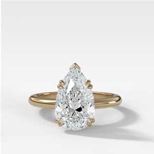 Bague de fiançailles solitaire en diamant de laboratoire 3 carats en forme de poire, sertie clos, avec bande de 1,8 mm, en or massif 14 carats, bijoux fins - Product Image 1