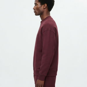 Sweat-shirt à col zippé pour homme, 100% coton, molleton épais, coupe ample, coupe-vent, pull-over uni, streetwear décontracté, logo personnalisé, vente en gros - Product Image 2