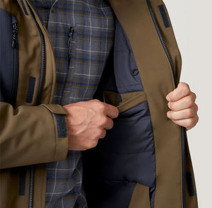 Veste unisexe épaisse en toile unie à capuche avec fermeture éclair, imperméable, coupe-vent, décontractée, pour l'hiver, en polyester - Product Image 5