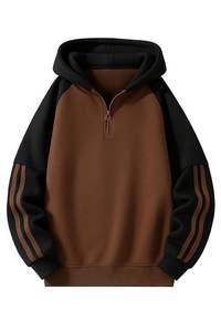 Lightweight 400GSM 100% Cotton Fleece Half <b>Zip</b> Sweatshirt Custom Logo Embroidery <b>Hoodies</b> Oversized Relaxed Fit <b>Pocket</b> Streetwear - Product Image 3