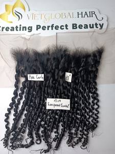 High Quality 13x4 Transparents Lace Frontal Vietnamese Human Hair Pixie <b>Curly</b> Double Drawn Raw Hair <b>Bundles</b> - Product Image 3