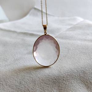 Natural <b>Rose</b> Quartz Oval Cut 14K Gold Pendant 22x28mm Fine Gemstone Jewelry For Women Genuine <b>Rose</b> Quartz Gold Pendant Elegant - Product Image 4