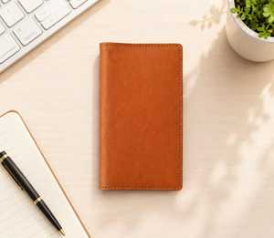 Funda para Chequera de Cuero Liso, Fundas para Chequera de Cuero Genuino con 2 Bolsillos, Porta Cheques Impermeable, Venta al por Mayor LCBC-0001 - Product Image 2