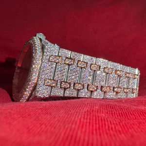 Montre automatique en acier inoxydable 316L avec mouvement Moissanite, style Hip Hop, boîtier rectangulaire, cadran analogique, testeur de diamants inclus - Product Image 1