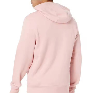 Sudadera con capucha de poliéster polar rosa claro con cremallera completa y cordón ajustable para hombre, color liso, informal, venta al por mayor - Product Image 5