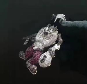 Pendentif Hip Hop Diable de Tasmanie en Diamant, Personnage de Dessin Animé, Sertissage Glacé, Zircon Personnalisé, Argent Sterling 925, Cadeau pour Lui - Product Image 3