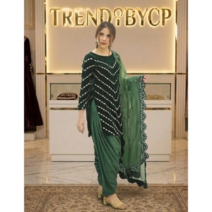 Elegante Shalwar Kameez Verde para Uso Casual y Festivo, Anarkali Patiala Salwar - Product Image 1