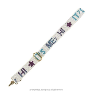 Bridal I Do Beaded Cotton Vintage Bag Hanger Handmade Wedding Embroidery Custom Adjustable Luxury Decorative <b>Strap</b> - Product Image 3