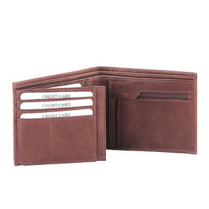 Cartera Unisex Royaa BS-401-033 Marrón, Cartera Larga Segura Personalizada de Cuero Genuino con Cierre Abierto Geométrico y Forro de Poliéster - Product Image 3