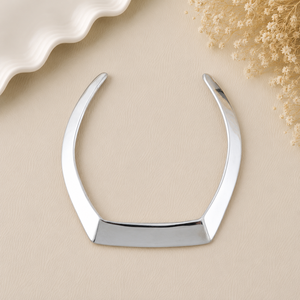 Geometric <b>Silver</b> Rhodium Plated <b>Choker</b> Necklace Minimalist Unisex Everyday Wear - Product Image 2