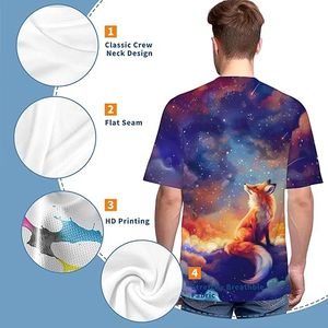 T-shirt à manches courtes pour homme, col rond, imprimé graphique tête d'ours Cloud City, coupe ample, style streetwear décontracté, 100% coton tricoté - Product Image 5