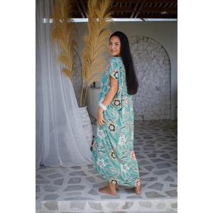 Vestido Largo Kaftan con Cuello en V y Estampado Floral para Mujer, Estilo Boho Holgado, Ideal para la Playa o Vacaciones - Product Image 4
