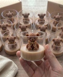 Handmade Craft Eco Friendly Long Lasting Fragrance Cute Bear <b>Candle</b> in Glass Cup Luxury Scented <b>Candle</b> Manufacturer Wholesale - Product Image 1