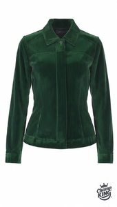 Blazer en velours côtelé vert, col rabattu, fermeture boutonnée, manches longues, veste pour femme - Product Image 2