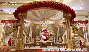 Cérémonie de mariage hindoue Akshara Mandap, mariage indien gujarati, mandap en or Mayur, mariage Maharaja, pilier de base de mandap en forme de paon, États-Unis - Product Image 6