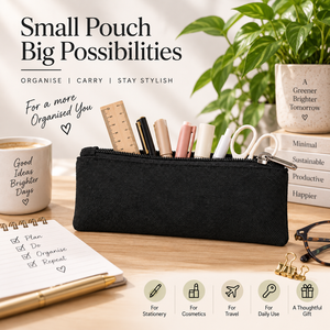 Étui à crayons simple en toile noire avec fermeture éclair, durable et multifonctionnel pour le rangement et la protection des outils portables - Product Image 3