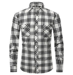 Fabricación Personalizada OEM: Esmoquin de Franela a Cuadros de Algodón para Hombre, Corte Holgado, Antiarrugas, Transpirable, Suave para Primavera - Product Image 6