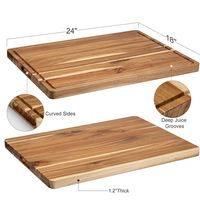 Planche à découper en bois d'acacia massif de 1,5 cm d'épaisseur, durable, en stock entrepôt USA, pour service et charcuterie à domicile