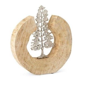 Centro de Mesa Navideño de Aluminio Premium y Madera Natural para Decoración Festiva en Vestíbulos de Hoteles y Restaurantes - Product Image 3