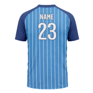 Camiseta de Béisbol Personalizable con Rayas Azules y Cuello en V, Nombre del Equipo y Número del Jugador Personalizados, para Ropa Deportiva y Uniformes Masculinos - Product Image 3