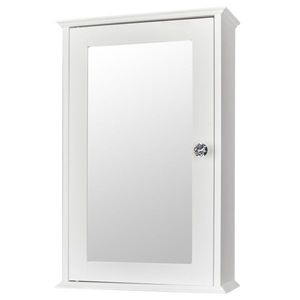Specchio da Bagno Bianco a Porta Singola con Mensola, Montaggio a Parete, Elegante Specchio per Bagno - Product Image 5